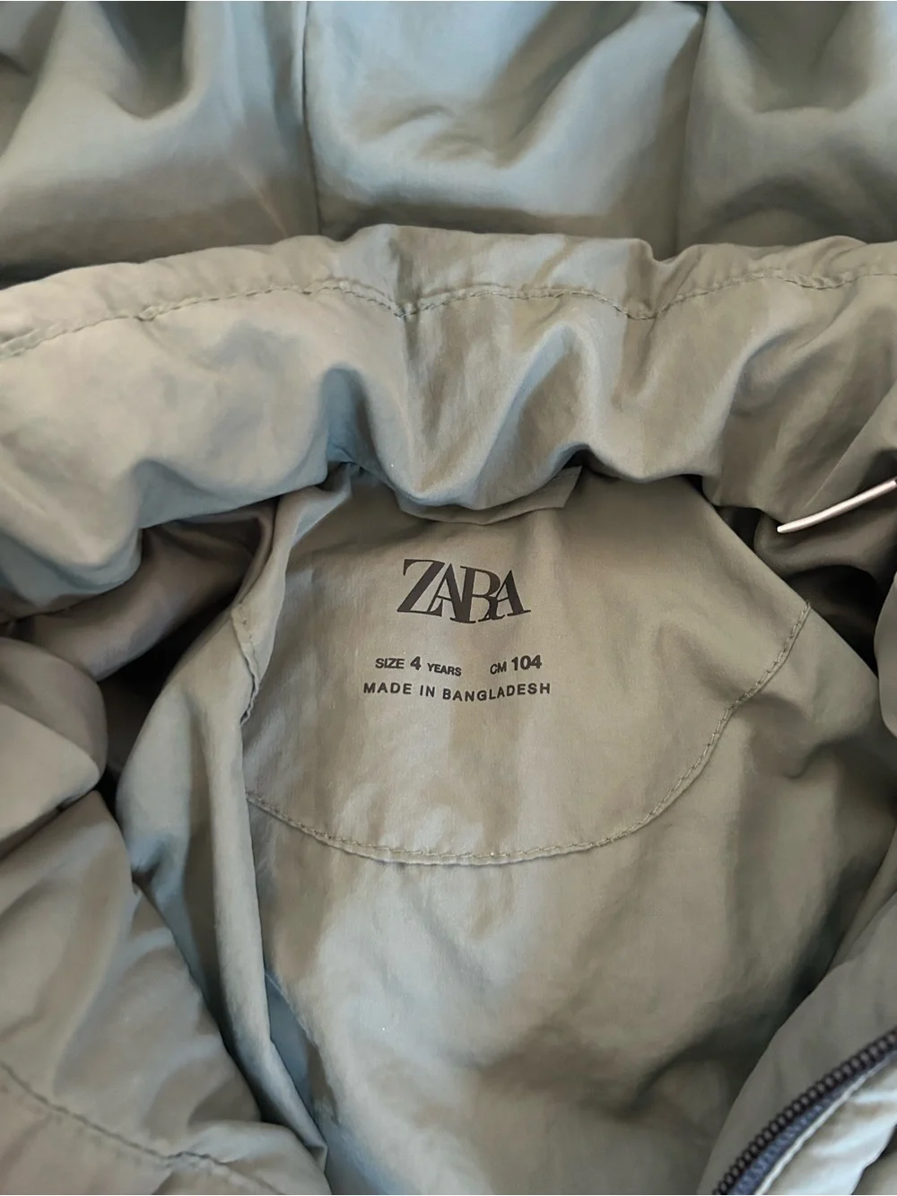 Zara Kids Olive Green Puffer Jacket with Hood